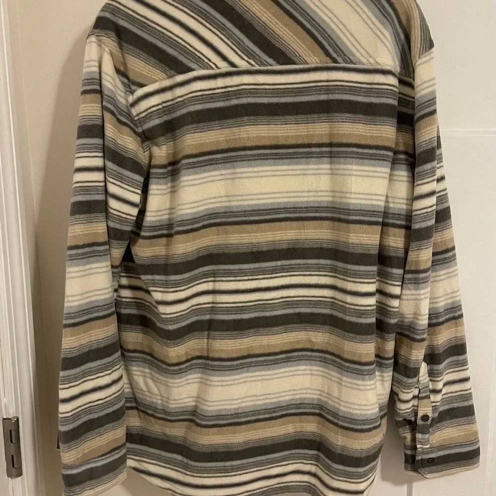 Eddie Bauer Gray and Cream Striped Shirt - Picture 2 of 4